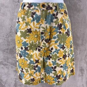 Weekend Max Mara Linen Mini Skirt Womens Size 10 Yellow Floral‎ Italy